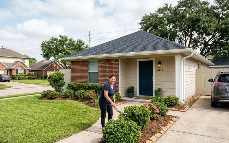 Before and after comparison of Houston HOA community home meeting exterior maintenance standards