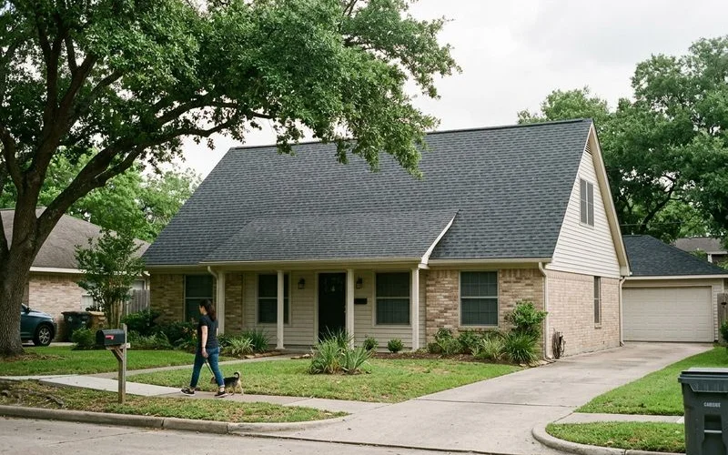 Clean residential roof in Houston showing preserved shingles and maintained appearance